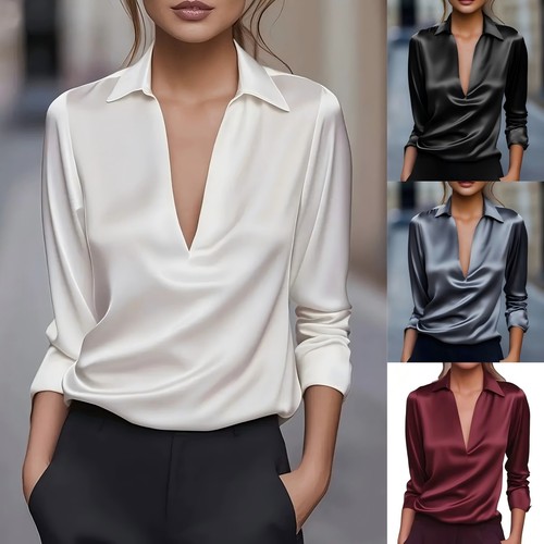 Ladies satin silk long sleeve - silk,