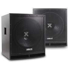 Vonyx SWP15 Pro 15" Active Subwoofer Pair - 1600W DJ Bass bin Speakers x2 