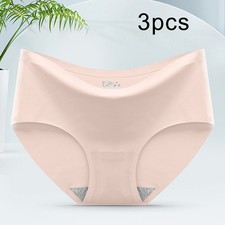 Ladies Ice Silk Seamless Mid Waist Underwear 3 Pairs Breathable Soft Fabric