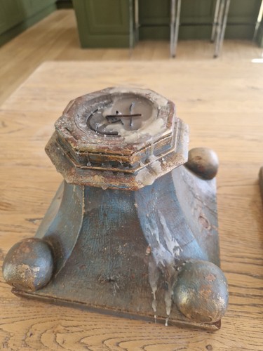 Oak pricket candle stands - oak,