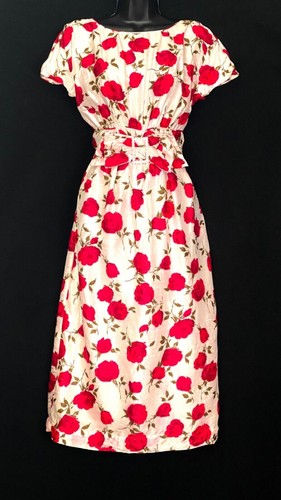 Vintage 1950s white red - , floral