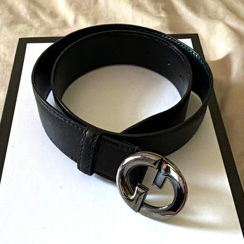 Gucci black leather belt size - leather,
