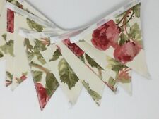 Laura Ashley 1998Red Roses Vintage Fabric Handmade Bunting Double Sided 10 Flags