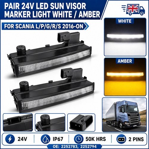 Amber white led sun visor - led,