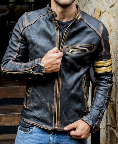 Men vintage biker - vintage, black