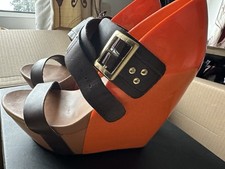 United Nude Black Heel Shoes Size 5 EU 38 Womens Strap High Block Court Hybrid