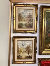 Antique Pair Of Victorian Style Oil Paintings Of The Canadian Forests-signed ￼