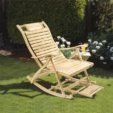 Wooden Deck Chair Garden Patio Sun Lounger Folding Outdoor Adjustable Reclining