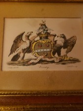 Art Crested Coventry Eagle Print Royal Coat Of Arms. Vintage, Retro Framed Art.