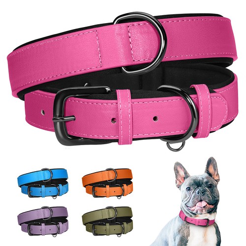 Leather dog collar - soft, padded