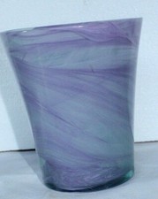 british studio art glass vase  wavy mauve decoration