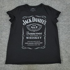Jack Daniel's Shirt Women Size 0 Black Tennessee Whiskey Short Sleeve Top Adult
