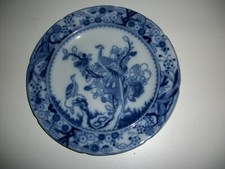 Masons Flow Blue Patent Ironstone China Plate Oriental 'Long-Tailed Bird'