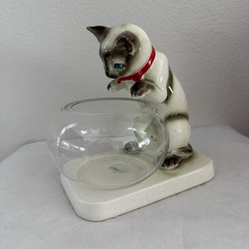 Vintage porcelain siamese cat - porcelain,