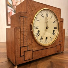 Art Deco Enfield Striking Mantel Clock With Key, Serviced & Working Beautifully
