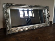 Antique Silver Gilt Ornate Large French Statement Over mantle Wall Mirror 4FT 