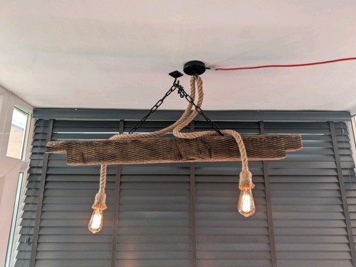 Rustic wooden beam - beam, rope