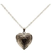 Heart Locket on 17 inch Chain Gold or Silver Rhodium Plated Keepsake Picture NEW
