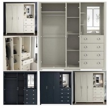New Lancaster Combi Mirror Wardrobe Chest Of Drawers Bedside Table