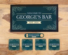 Custom Bar Accessories Personalised Name Rubber Mat Runner Coaster Bottle Opener