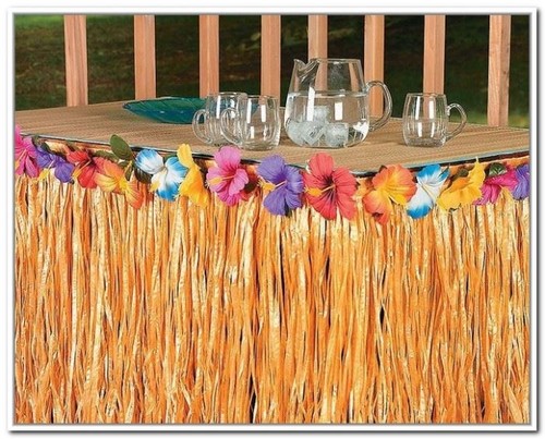 Table skirt grass hawaiian - table,