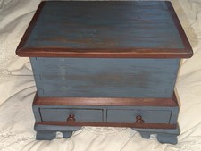 Antique Miniature Dovetailed Blanket Chest With Drawers