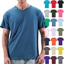 Mens T Shirt 100% Cotton Tee Crew Neck Casual Short Sleeve Regular Plain Top