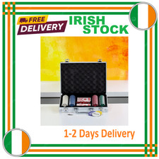 NEW! Poker Set - 200 Piece Texas Hold Em Chips Cards Dice Decks Casino Case UK