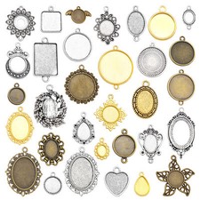 Alloy Base Flower Bezel Blank Pendant Tray for Cabochons Jewelry Making 1-4.5cm