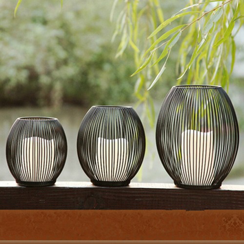 Black wireiron metal candle - black,