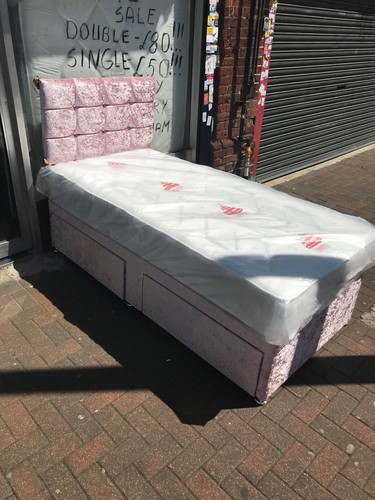 Short crushed velvet divan bed - short,