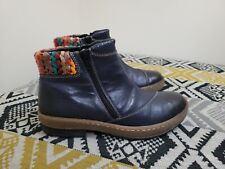 EUC Navy Reiker Knit Wool Collar Dual Double Zip Ankle Boots Size 4 EU 37