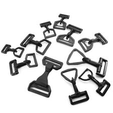 Black plastic lobster clasp swinging hook and D ring for 20 25 30 40 mm webbing 