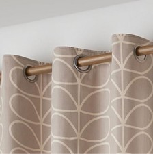 Orla Kiely Linear Stem Eyelet Curtains 66” x 54” Beige.