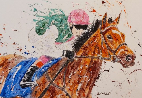 Original painting horse racing - original,