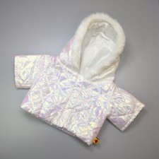 Build A Bear White Iridescent Hooded Winter Coat Jacket