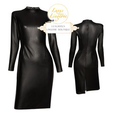 VEGAN DRESS by Wolford 36 S Black High Closed Dress Faux Leather