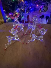 Lot 4 Vintage Christmas Deer Clear Plastic Figurines 