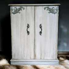 Small/narrow Wood Cabinet hall/entrance/bathroom Off-white/grey Delivery Availab