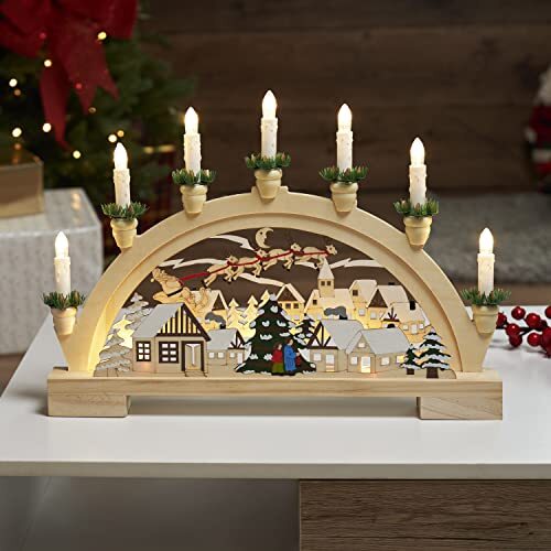 Led wooden christmas - wooden, candle