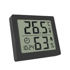 Room Home Thermometer Hygrometer Clock Temperature Humidity Time Wall / Magnet