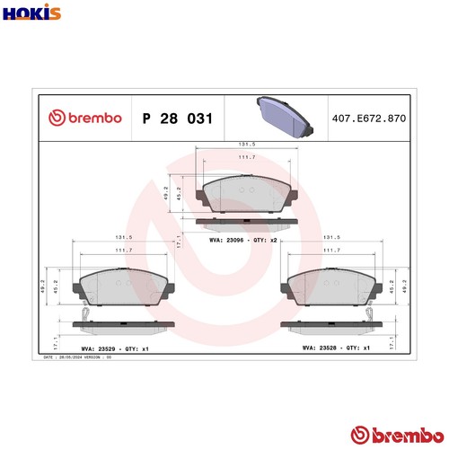 Brake pad set - disc,