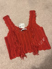 Zara Red Crochet Crop Top with