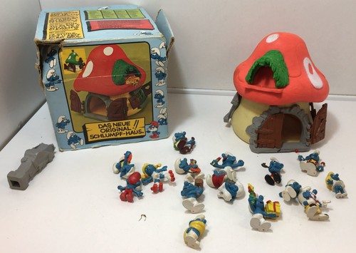 Smurfs mushroom house - smurfs, playset