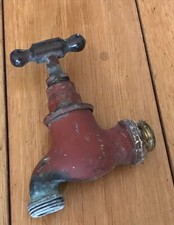 VINTAGE SOLID  BRASS GARDEN TAPS  Over Painted ref33 - (Black D 12)
