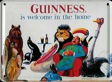 Guinness Welcome In The Home (Animals) mini metal sign/postcard 110mm x 80mm 
