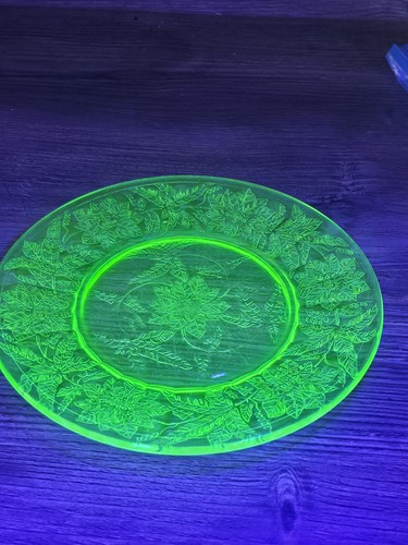 Uranium glass floral patterned - uranium,