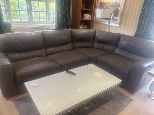 Grey leather corner sofa - corner,