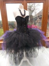 LINED Long & short Tutu Black Purple Gothic skirt Burlesque Bustle Witch 