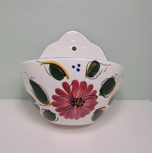 Handpainted flower wall vase - handpainted,